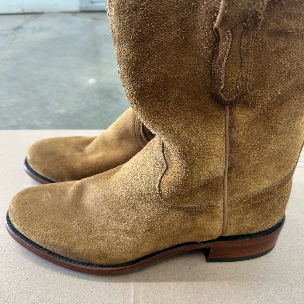Ariat Men’s Bench Made Clanton Western Boots – Oiled Tan Roughout, Size 10D - Picture 6 of 10